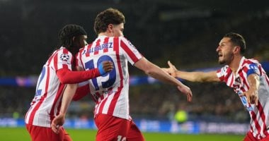 أتلتيكو مدريد يحقق تقدماً مميزاً بتسجيله ثنائية أمام كلوب بروج في الشوط الأول